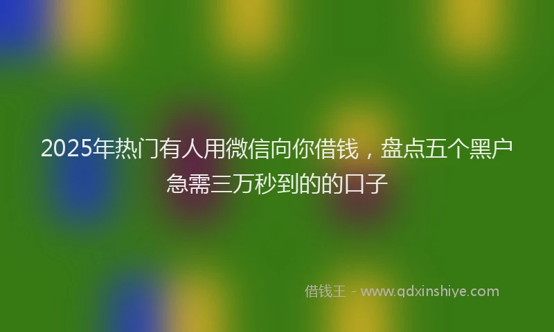 2025年热门有人用微信向你借钱，盘点五个黑户急需三万秒到的的口子