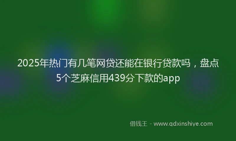 2025年热门有几笔网贷还能在银行贷款吗,盘点5个芝麻信用439分下款的app