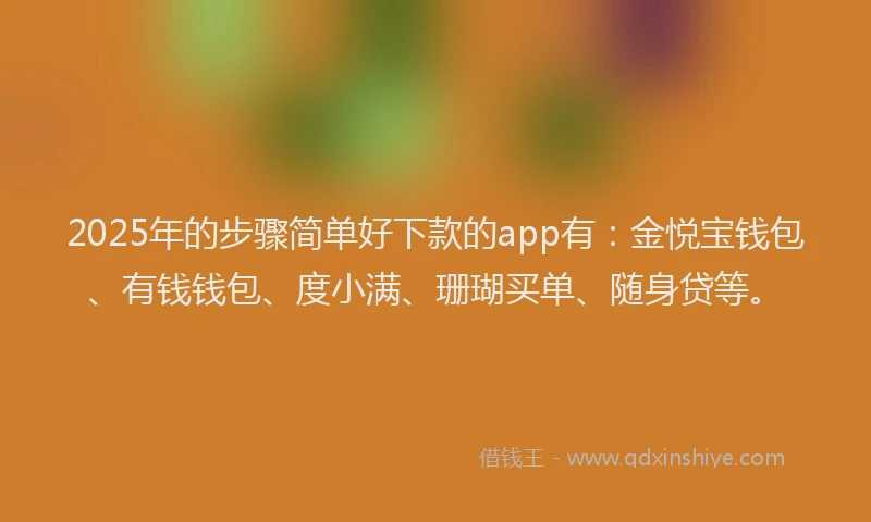 2025年的步骤简单好下款的app有：金悦宝钱包、有钱钱包、度小满、珊瑚买单、随身贷等。