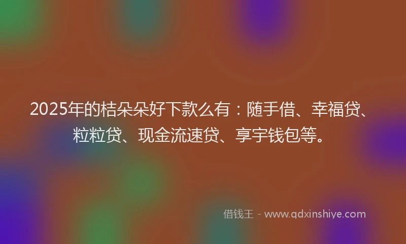 2025年的桔朵朵好下款么有：随手借、幸福贷、粒粒贷、现金流速贷、享宇钱包等。