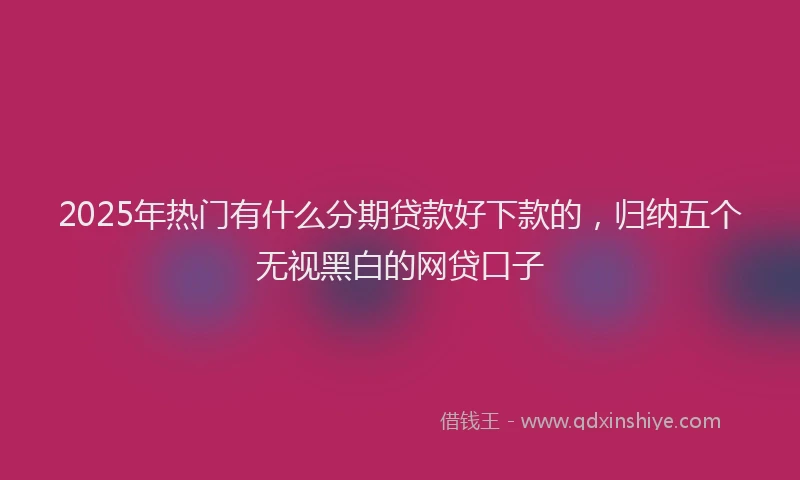 2025年热门有什么分期贷款好下款的，归纳五个无视黑白的网贷口子