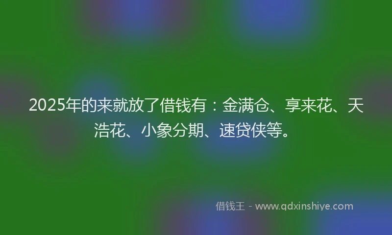 2025年的来就放了借钱有：金满仓、享来花、天浩花、小象分期、速贷侠等。