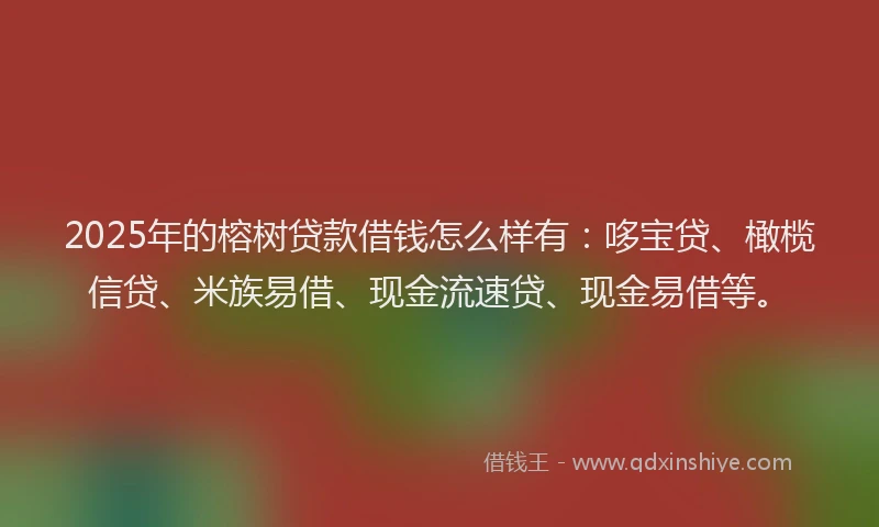 2025年的榕树贷款借钱怎么样有：哆宝贷、橄榄信贷、米族易借、现金流速贷、现金易借等。