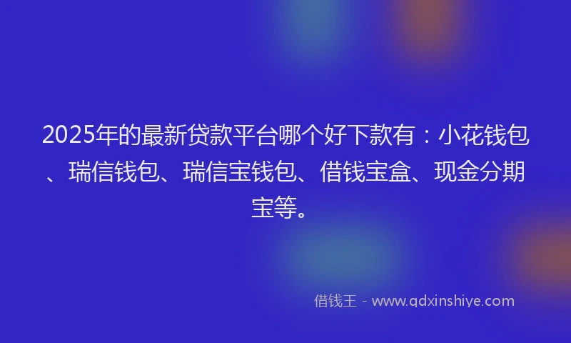 2025年的最新贷款平台哪个好下款有：小花钱包、瑞信钱包、瑞信宝钱包、借钱宝盒、现金分期宝等。