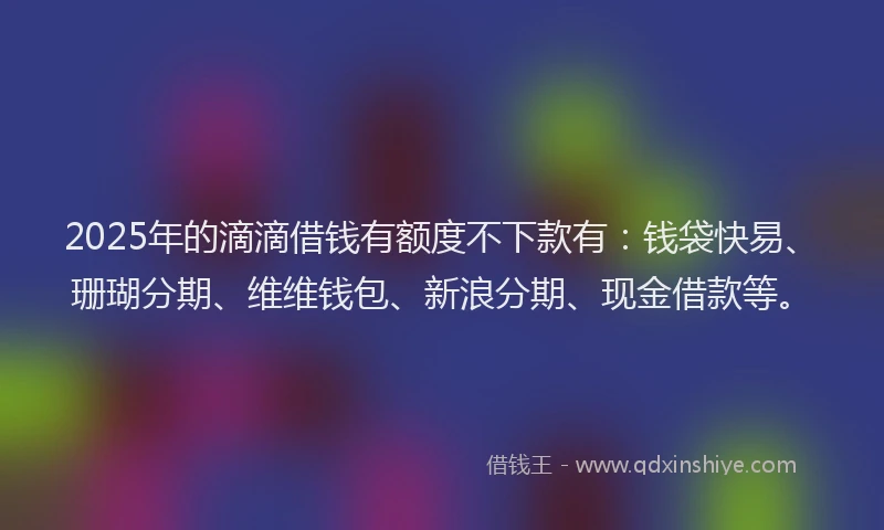 2025年的滴滴借钱有额度不下款有：钱袋快易、珊瑚分期、维维钱包、新浪分期、现金借款等。
