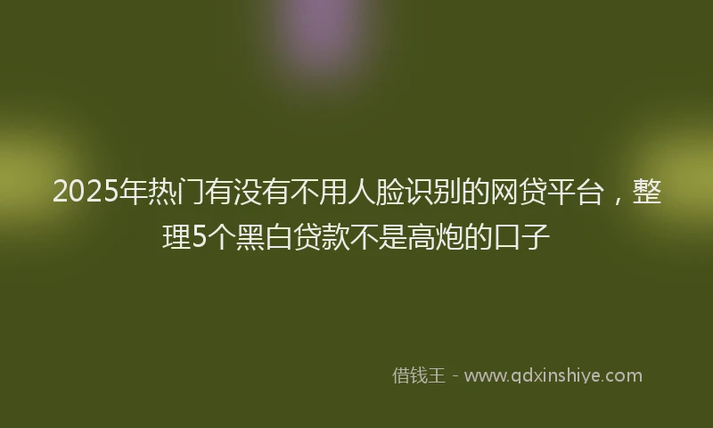2025年热门有没有不用人脸识别的网贷平台，整理5个黑白贷款不是高炮的口子