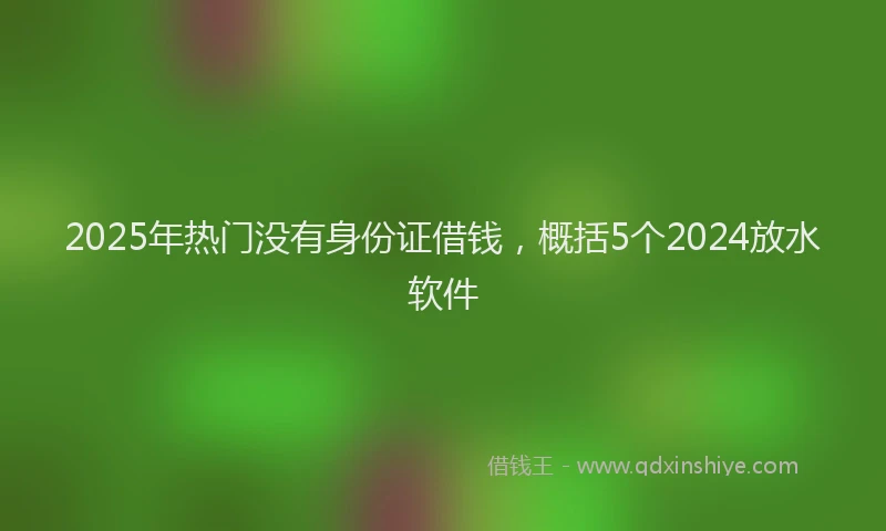 2025年热门没有身份证借钱，概括5个2024放水软件