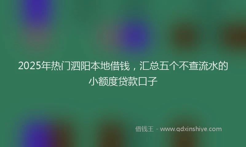 2025年热门泗阳本地借钱,汇总五个不查流水的小额度贷款口子
