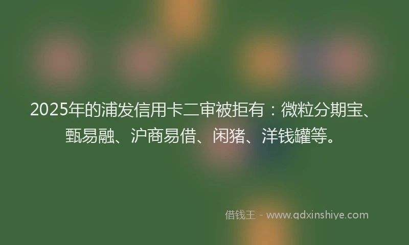 2025年的浦发信用卡二审被拒有：微粒分期宝、甄易融、沪商易借、闲猪、洋钱罐等。
