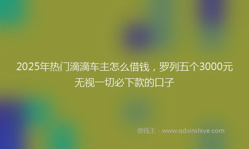 2025年热门滴滴车主怎么借钱，罗列五个3000元无视一切必下款的口子