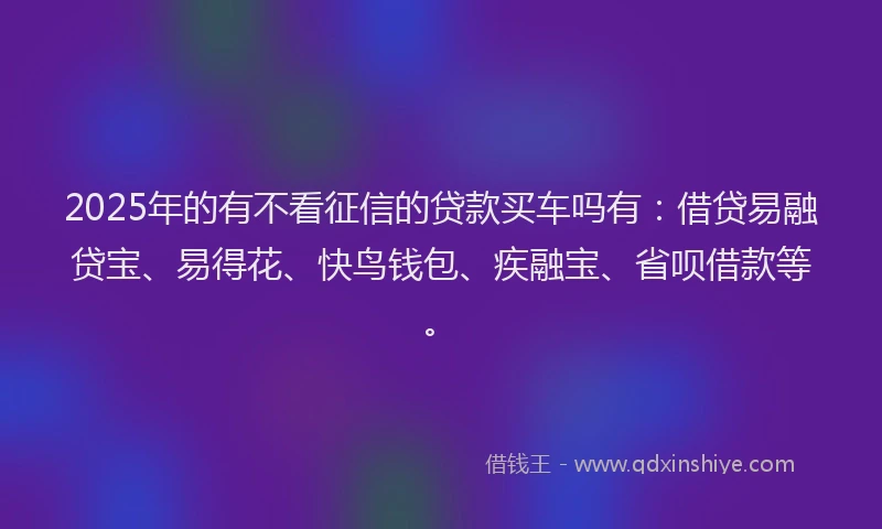 2025年的有不看征信的贷款买车吗有：借贷易融贷宝、易得花、快鸟钱包、疾融宝、省呗借款等。