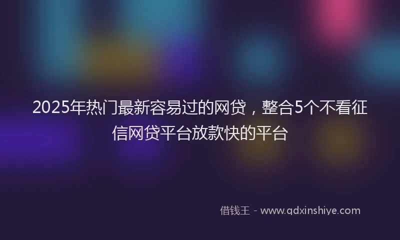 2025年热门最新容易过的网贷，整合5个不看征信网贷平台放款快的平台