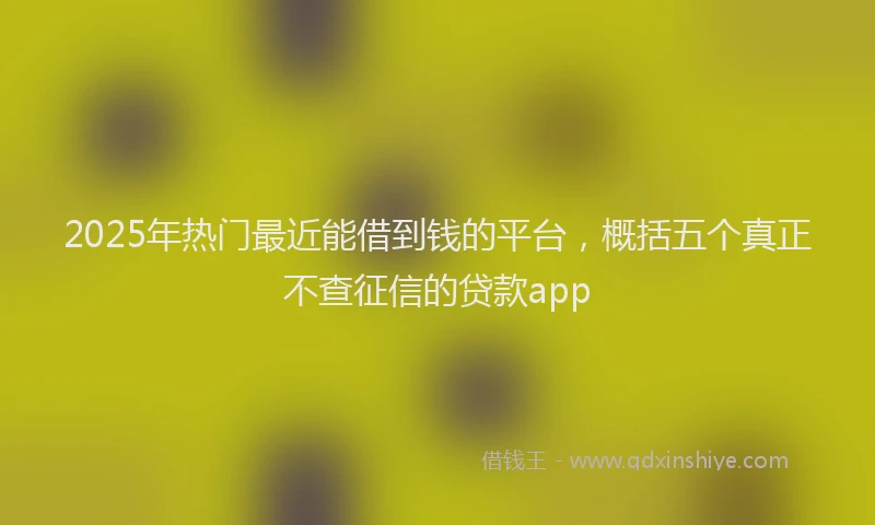 2025年热门最近能借到钱的平台，概括五个真正不查征信的贷款app