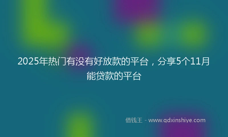 2025年热门有没有好放款的平台，分享5个11月能贷款的平台