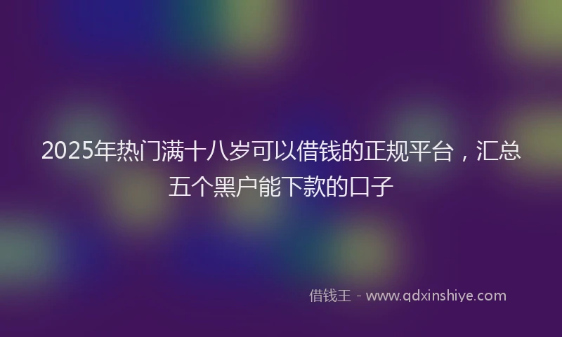 2025年热门满十八岁可以借钱的正规平台，汇总五个黑户能下款的口子