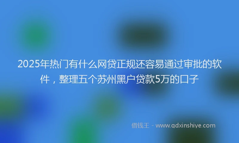 2025年热门有什么网贷正规还容易通过审批的软件，整理五个苏州黑户贷款5万的口子