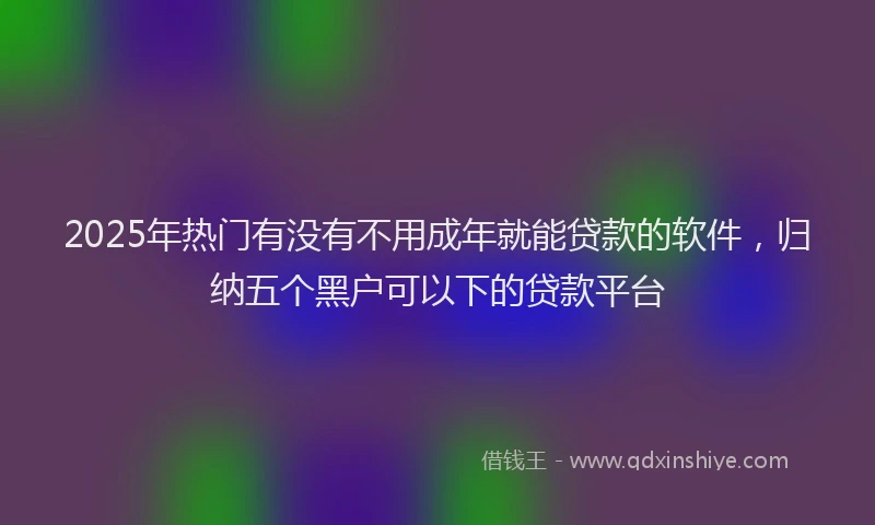 2025年热门有没有不用成年就能贷款的软件，归纳五个黑户可以下的贷款平台