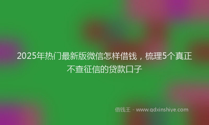 2025年热门最新版微信怎样借钱，梳理5个真正不查征信的贷款口子