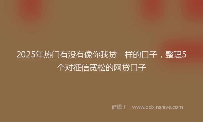 2025年热门有没有像你我贷一样的口子，整理5个对征信宽松的网贷口子