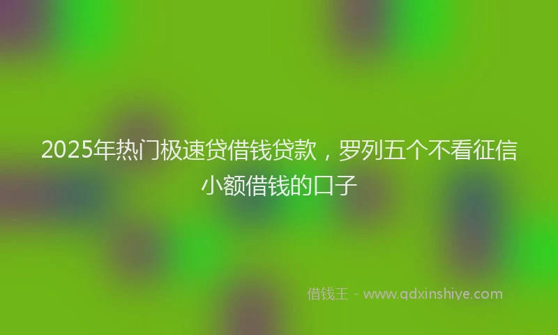 2025年热门极速贷借钱贷款，罗列五个不看征信小额借钱的口子