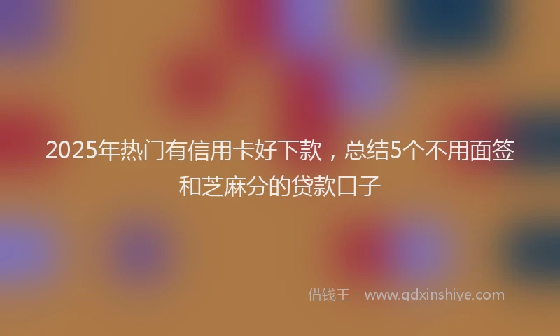 2025年热门有信用卡好下款,总结5个不用面签和芝麻分的贷款口子