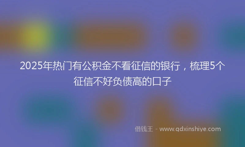 2025年热门有公积金不看征信的银行，梳理5个征信不好负债高的口子