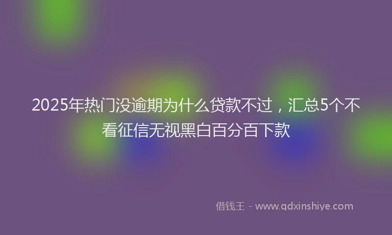 2025年热门没逾期为什么贷款不过,汇总5个不看征信无视黑白百分百下款