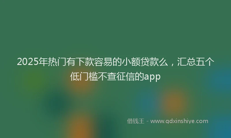 2025年热门有下款容易的小额贷款么，汇总五个低门槛不查征信的app