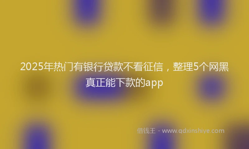 2025年热门有银行贷款不看征信，整理5个网黑真正能下款的app