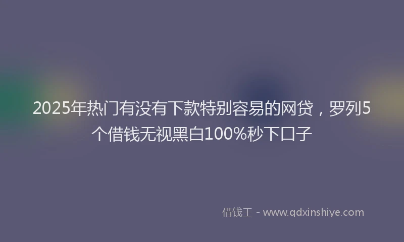 2025年热门有没有下款特别容易的网贷，罗列5个借钱无视黑白100%秒下口子