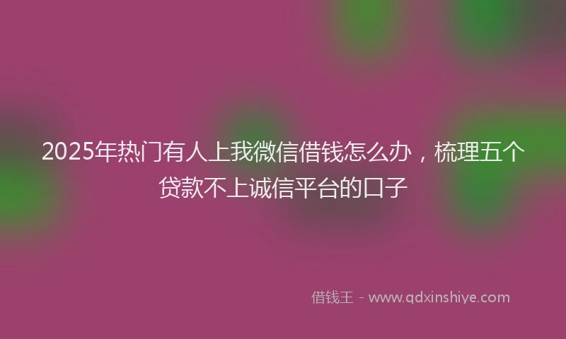 2025年热门有人上我微信借钱怎么办，梳理五个贷款不上诚信平台的口子