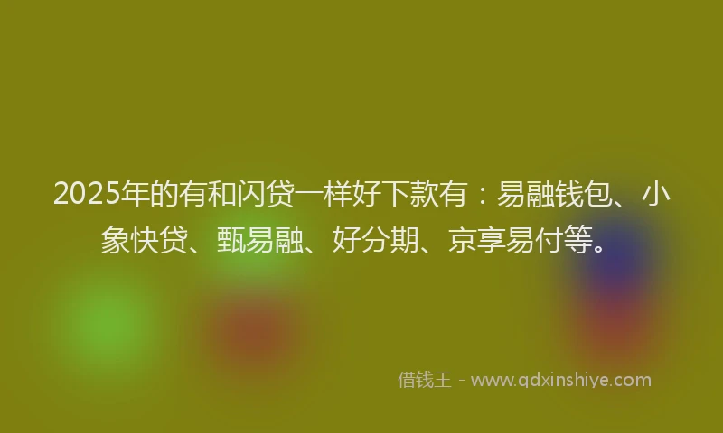 2025年的有和闪贷一样好下款有：易融钱包、小象快贷、甄易融、好分期、京享易付等。