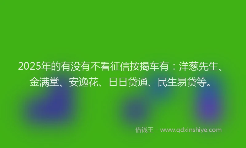 2025年的有没有不看征信按揭车有：洋葱先生、金满堂、安逸花、日日贷通、民生易贷等。