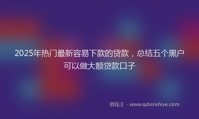 2025年热门最新容易下款的贷款，总结五个黑户可以做大额贷款口子