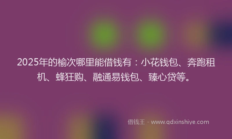2025年的榆次哪里能借钱有：小花钱包、奔跑租机、蜂狂购、融通易钱包、臻心贷等。