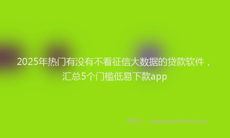 2025年热门有没有不看征信大数据的贷款软件,汇总5个门槛低易下款app