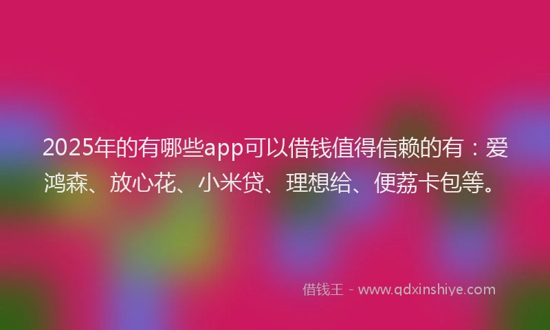 2025年的有哪些app可以借钱值得信赖的有：爱鸿森、放心花、小米贷、理想给、便荔卡包等。