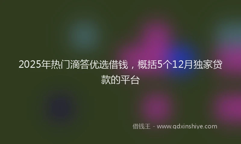 2025年热门滴答优选借钱，概括5个12月独家贷款的平台