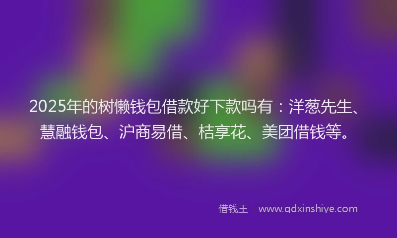 2025年的树懒钱包借款好下款吗有：洋葱先生、慧融钱包、沪商易借、桔享花、美团借钱等。