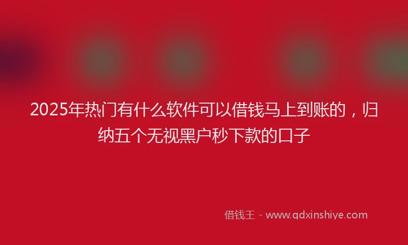 2025年热门有什么软件可以借钱马上到账的，归纳五个无视黑户秒下款的口子