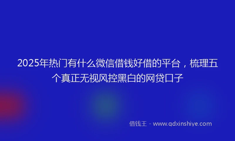 2025年热门有什么微信借钱好借的平台，梳理五个真正无视风控黑白的网贷口子