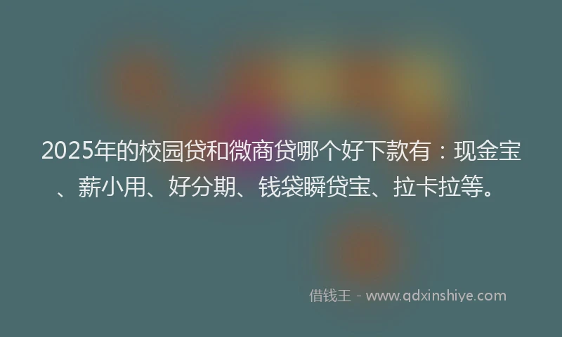 2025年的校园贷和微商贷哪个好下款有：现金宝、薪小用、好分期、钱袋瞬贷宝、拉卡拉等。
