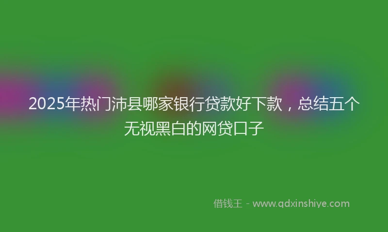 2025年热门沛县哪家银行贷款好下款，总结五个无视黑白的网贷口子
