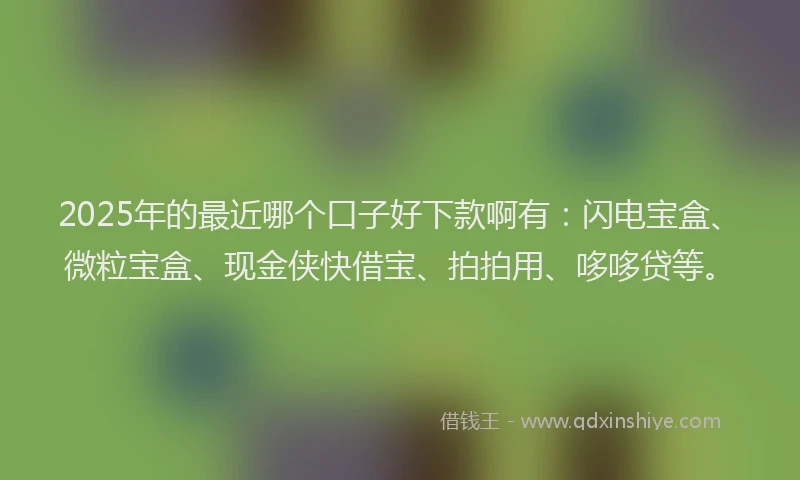 2025年的最近哪个口子好下款啊有:闪电宝盒、微粒宝盒、现金侠快借宝、拍拍用、哆哆贷等。