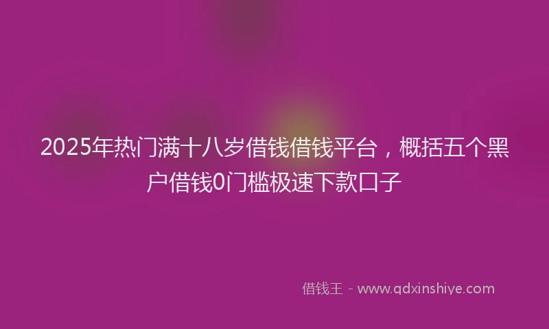 2025年热门满十八岁借钱借钱平台，概括五个黑户借钱0门槛极速下款口子