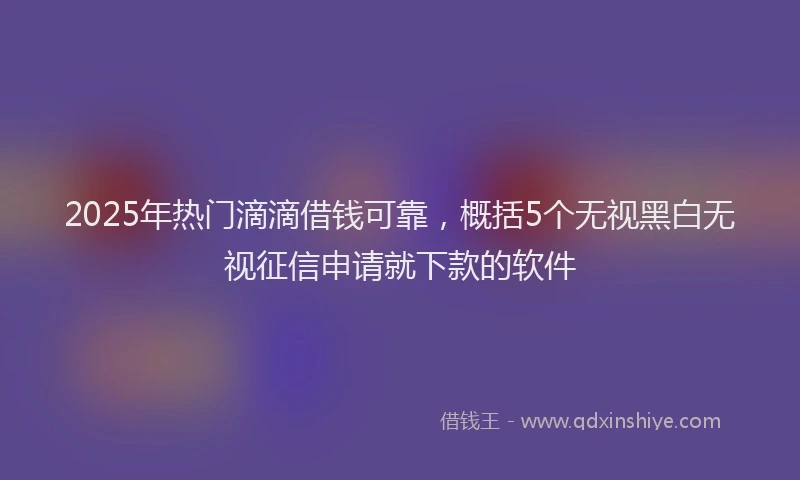2025年热门滴滴借钱可靠,概括5个无视黑白无视征信申请就下款的软件