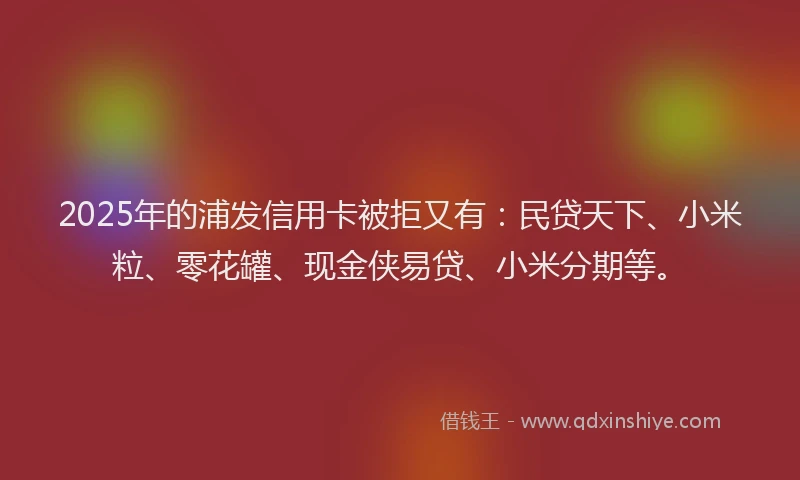 2025年的浦发信用卡被拒又有:民贷天下、小米粒、零花罐、现金侠易贷、小米分期等。