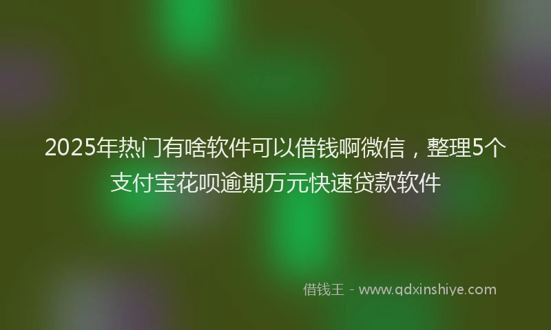 2025年热门有啥软件可以借钱啊微信，整理5个支付宝花呗逾期万元快速贷款软件