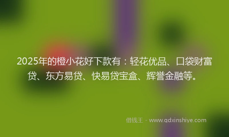 2025年的橙小花好下款有：轻花优品、口袋财富贷、东方易贷、快易贷宝盒、辉誉金融等。