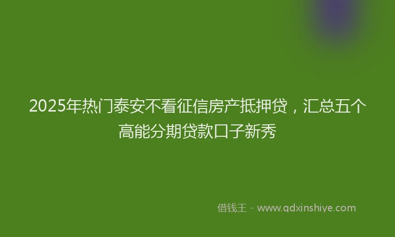 2025年热门泰安不看征信房产抵押贷，汇总五个高能分期贷款口子新秀
